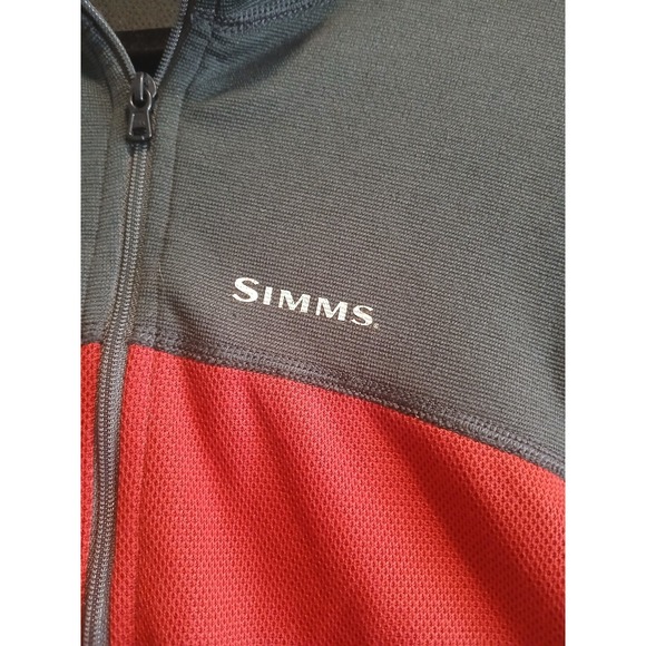 Simms Pullover Mens XL Red Gray 1/4 Zip Rivertek Fly Fishing Stretch - Picture 2 of 4